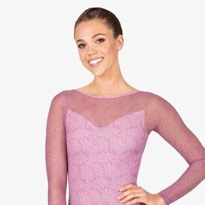 Womens Mauve Fern Long Sleeve Leotard
